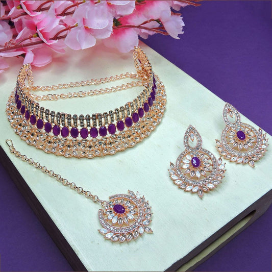Alloy Choker Necklace Set In Purple NCNS12510295