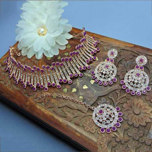 Alloy Choker Necklace Set In Purple NCNS12510306