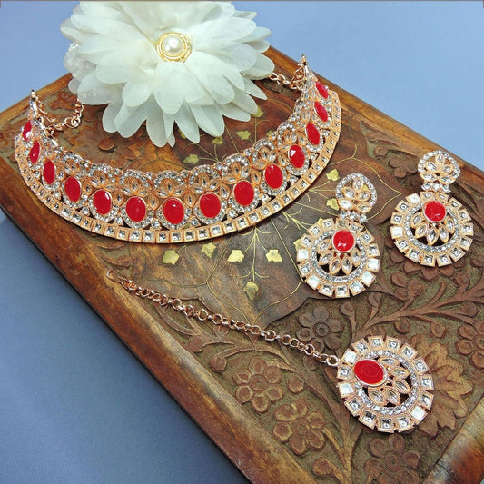 Alloy Choker Necklace Set In Red NCNS12510280