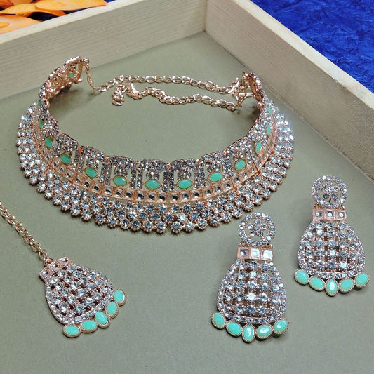 Alloy Choker Necklace Set In Sea Green NCNS12510259