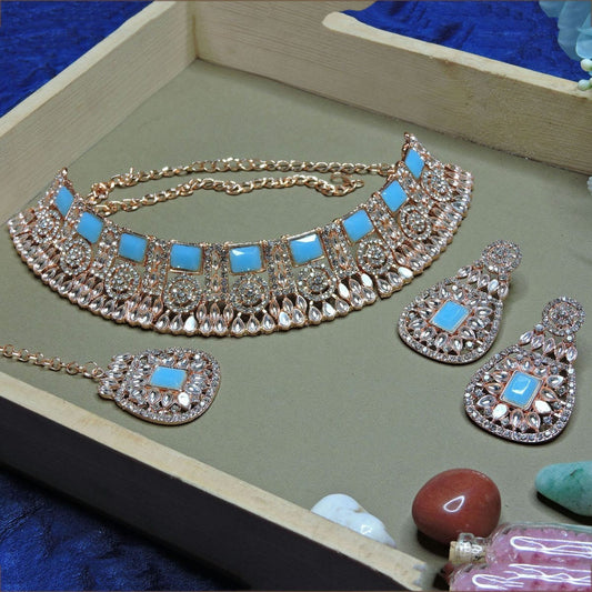 Alloy Choker Necklace Set In Sky Blue NCNS12510276
