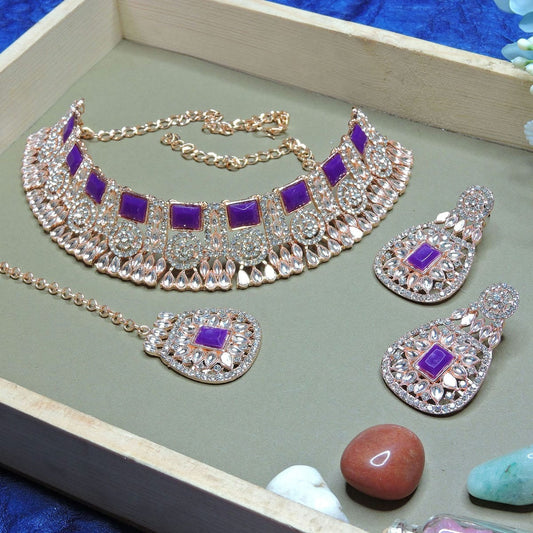 Alloy Choker Necklace Set In Violet NCNS12510268