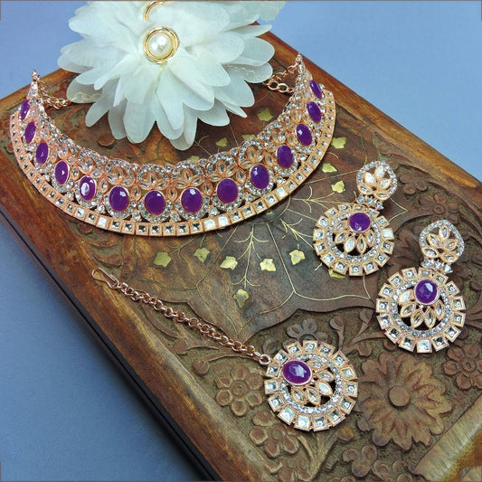 Alloy Choker Necklace Set In Violet NCNS12510281