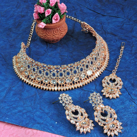 Alloy Choker Necklace Set In White NCNS12510228