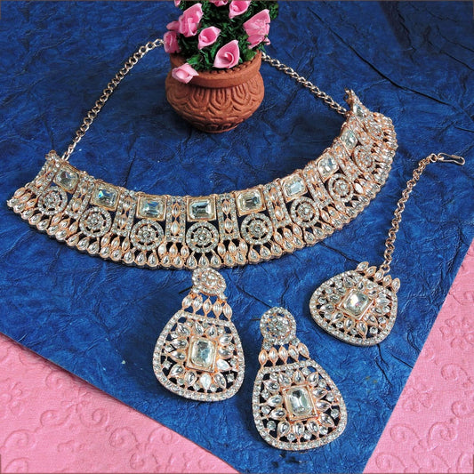 Alloy Choker Necklace Set In White NCNS12510265
