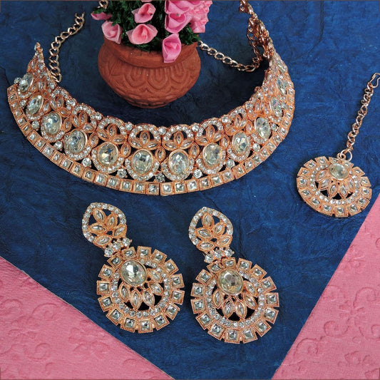 Alloy Choker Necklace Set In White NCNS12510278
