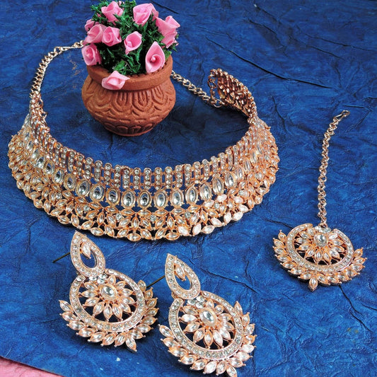 Alloy Choker Necklace Set In White NCNS12510291
