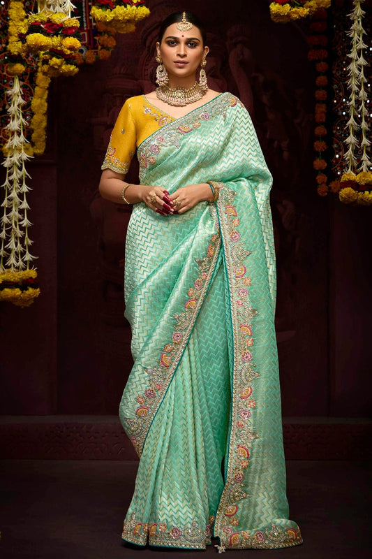 Aqua Blue Banarasi Kanjivram Designer Saree NCSD12910112