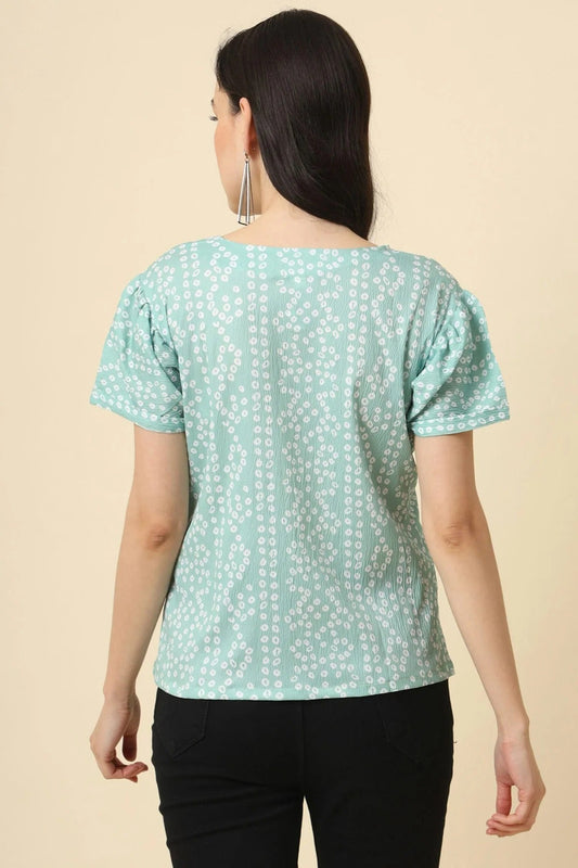 Aqua Blue Crepe Readymade Top  NCTP11112275