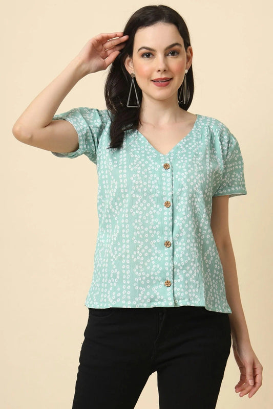 Aqua Blue Crepe Readymade Top NCTP11112275