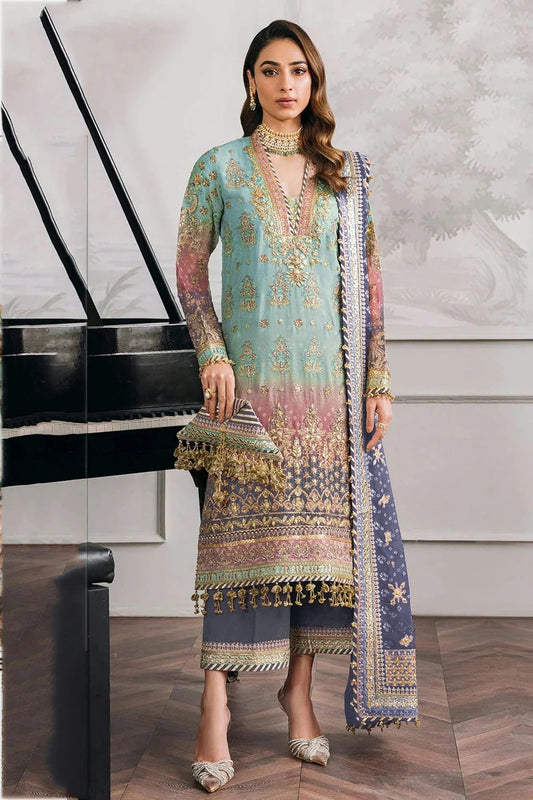 Aqua Blue Faux Georgette Semi Stitched Pakistani Suit NCSM11410430