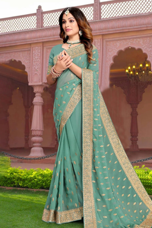 Aqua Blue Georgette Saree NCSD10910354