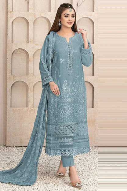 Aqua Blue Semi Stitched Faux Georgette Pakistani Suit NCSM11410509