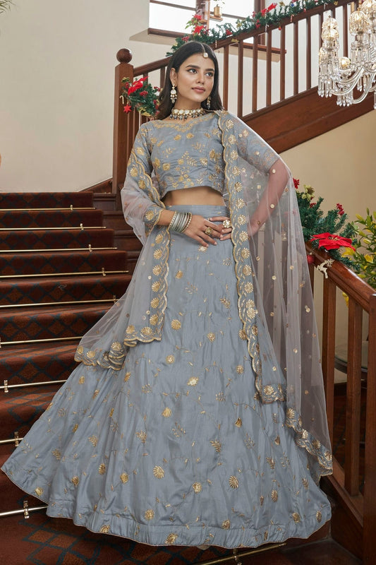Art Silk Designer Lehenga CholiIn Slate Blue NCLC12710134