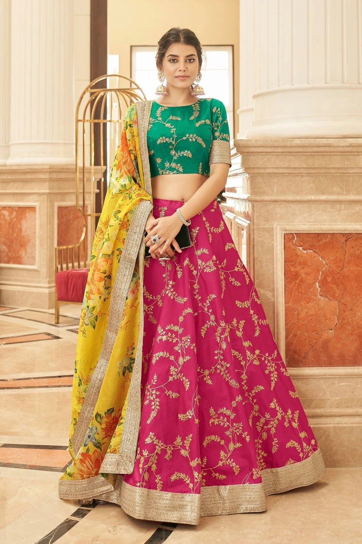 Art Silk Embroidery A Line Lehenga Choli NCLC10110235