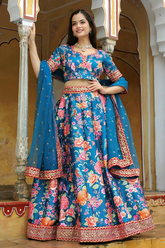 Art Silk Lehenga Choli In Blue Colour LC10110188