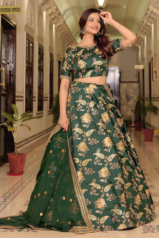 Art Silk Lehenga Choli In Green Colour LC10110196