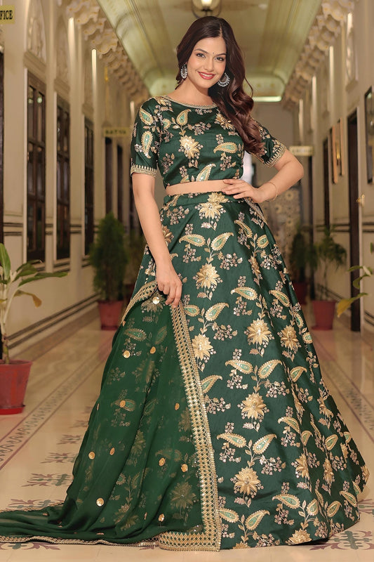 Art Silk Lehenga Choli In Green Colour LC10110196