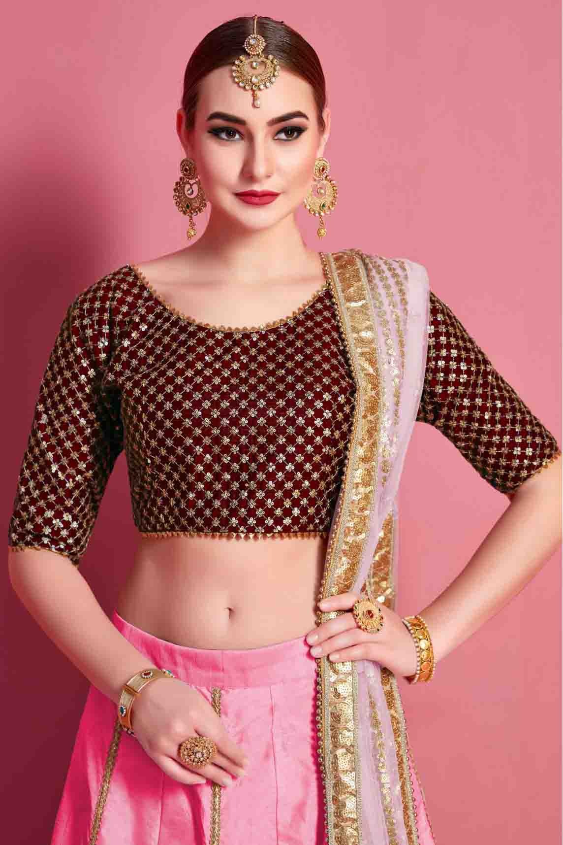 Baby Pink Art Silk Embroidery Lehenga Choli NCLC10810550