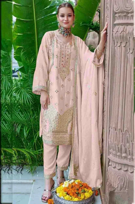 Baby Pink Chinon Silk Pakistani Suit NCSM11410231