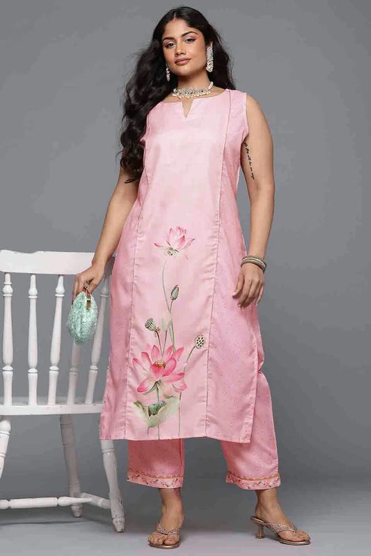 Baby Pink Cotton Blend Stitched Top and Bottom  NCSS11110204