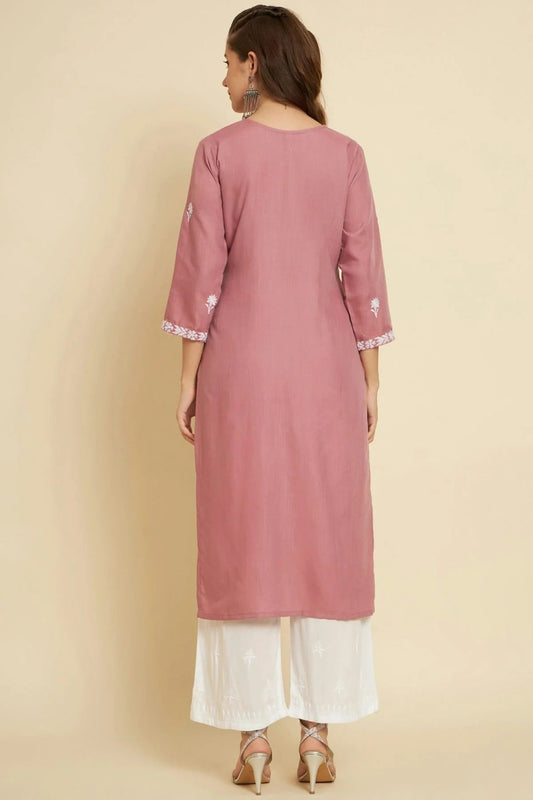 Baby Pink Cotton Slub Kurti NCKR11112176