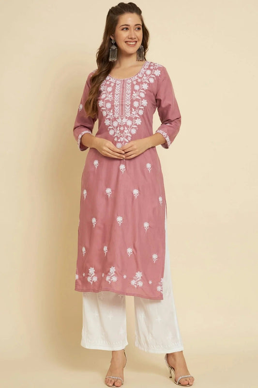 Baby Pink Cotton Slub Kurti NCKR11112176