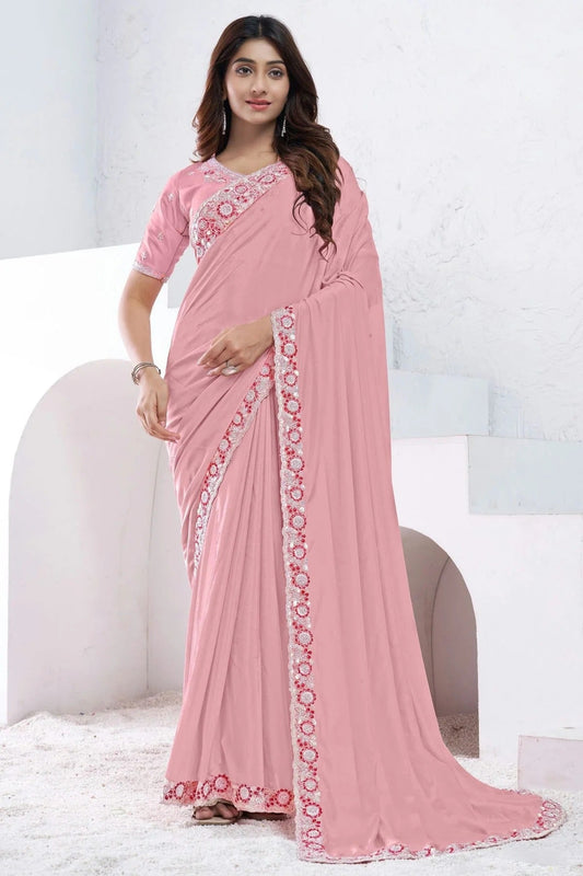 Baby Pink Crepe Silk Designer Saree NCSD11111562