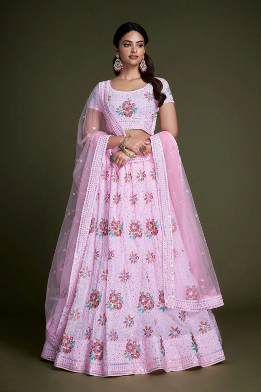 Baby Pink Embroidery Georgette Lehenga Choli NCLD10810219