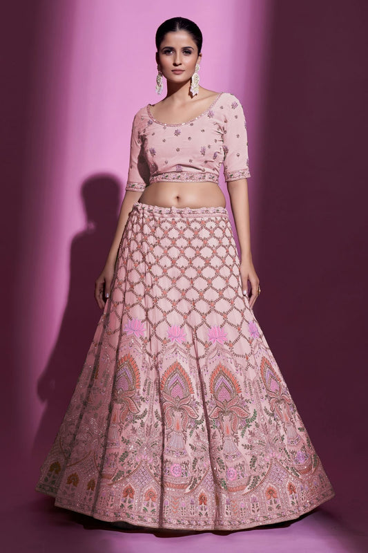 Baby Pink Embroidery Georgette Lehenga Choli NCLD10810326