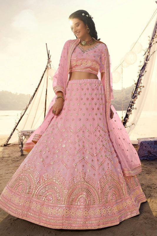 Baby Pink Embroidery Organza Lehenga Choli NCLD10810341