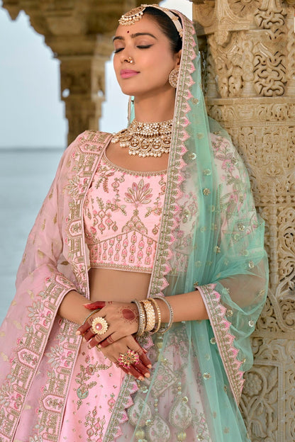 Baby Pink Embroidery Silk Lehenga Choli NCLC12910139