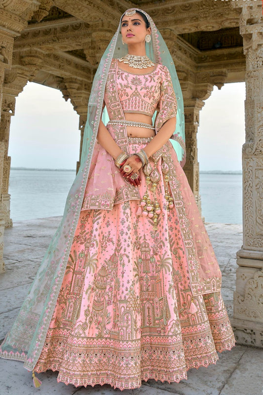 Baby Pink Embroidery Silk Lehenga Choli NCLC12910139