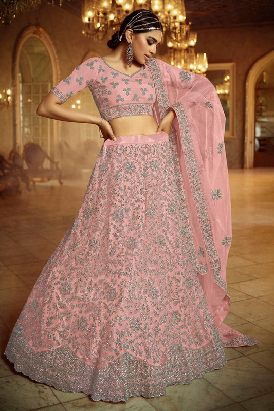 Baby Pink Embroidery Soft Net Lehenga Choli NCLD10810209
