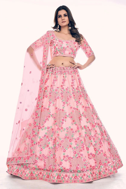 Baby Pink Embroidery Soft Net Lehenga Choli NCLD10810291