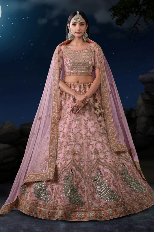 Baby Pink Embroidery Soft Net Lehenga Choli NCLD10810311