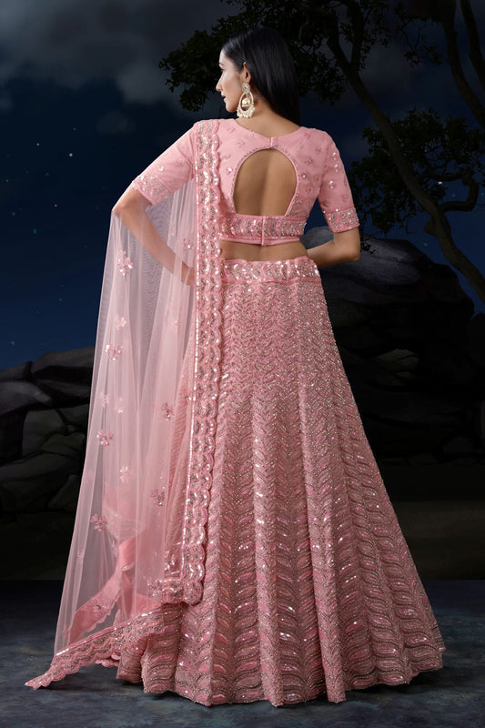Baby Pink Embroidery Soft Net Lehenga Choli NCLD10810318