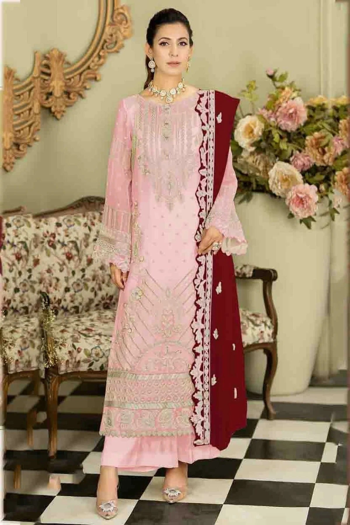 Baby Pink Faux Georgette Pakistani Suit NCSM11410151