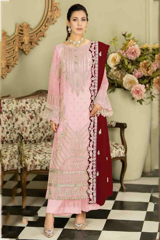 Baby Pink Faux Georgette Pakistani Suit NCSM11410151