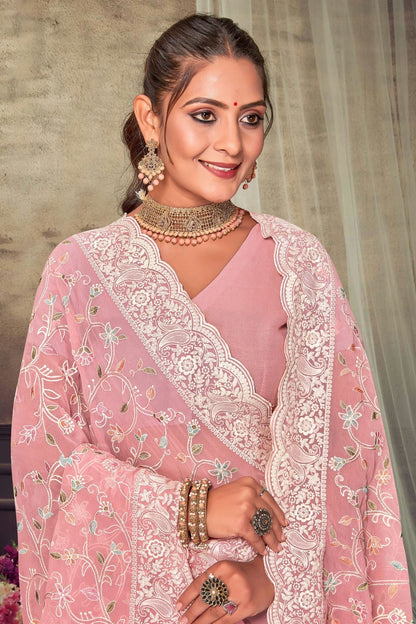 Baby Pink Georgette Designer Saree NCLC11210315