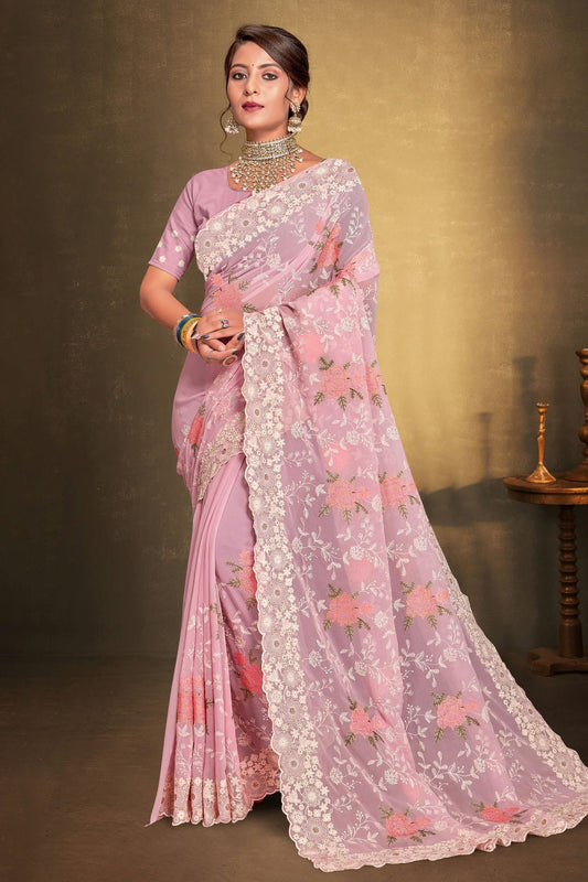 Baby Pink Georgette Designer Saree NCLC11210334