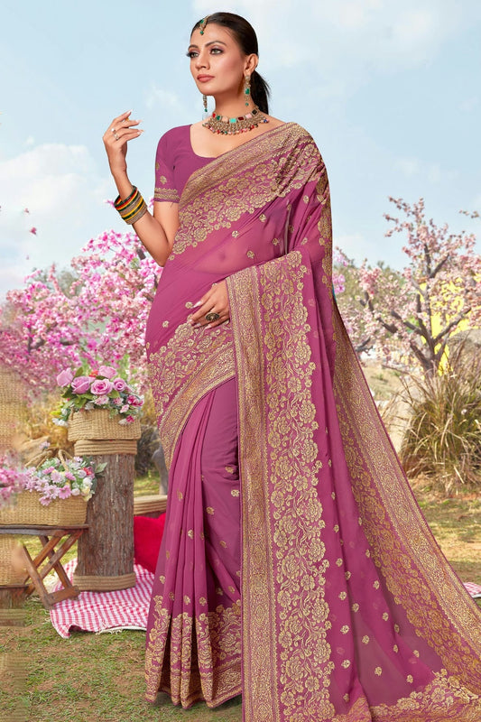 Baby Pink Georgette Designer Saree NCLC11210356