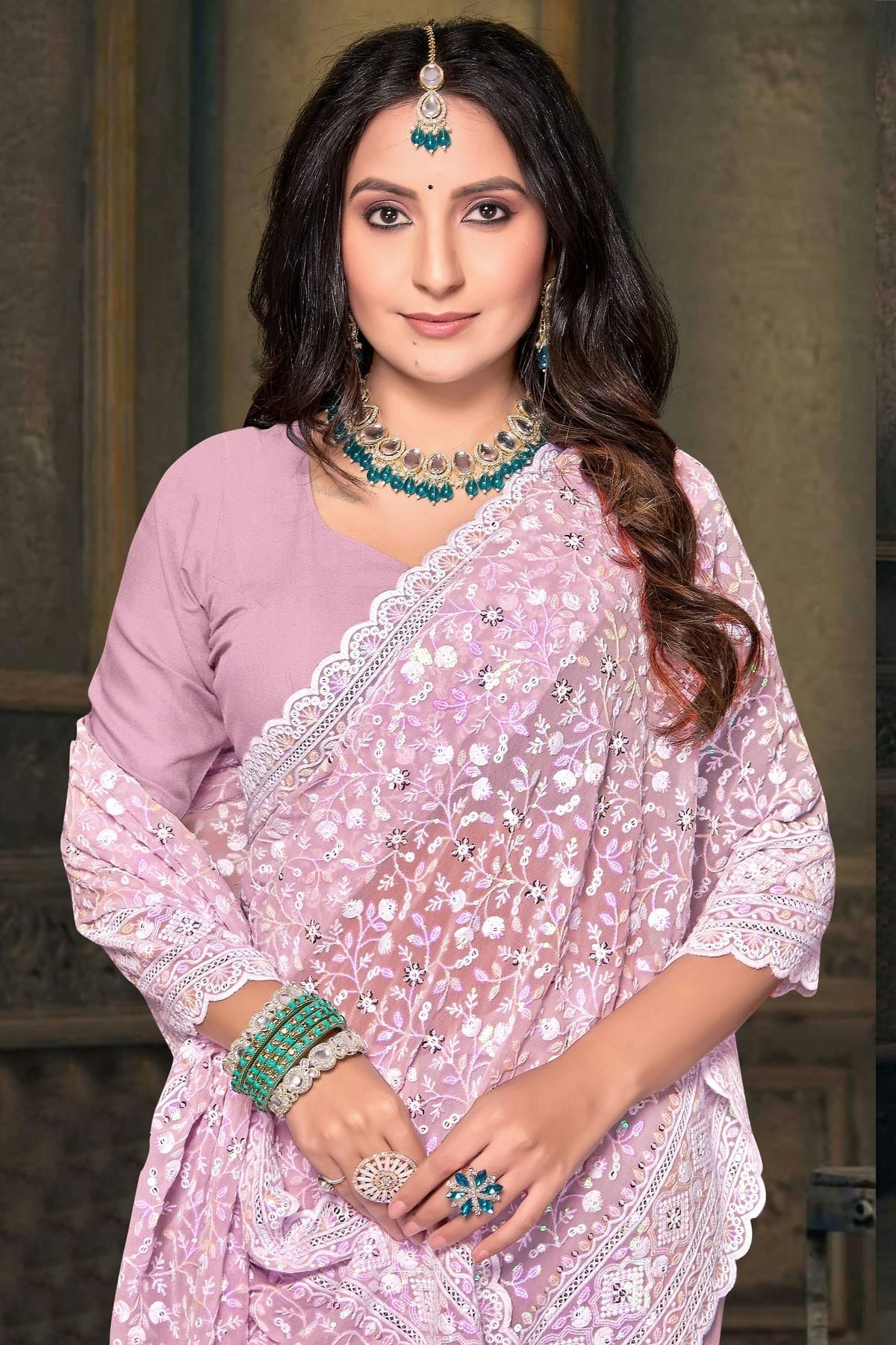 Baby Pink Georgette Designer Saree NCSD10910128