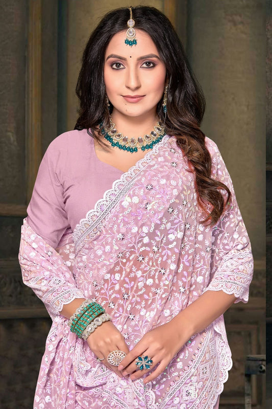 Baby Pink Georgette Designer Saree NCSD10910128