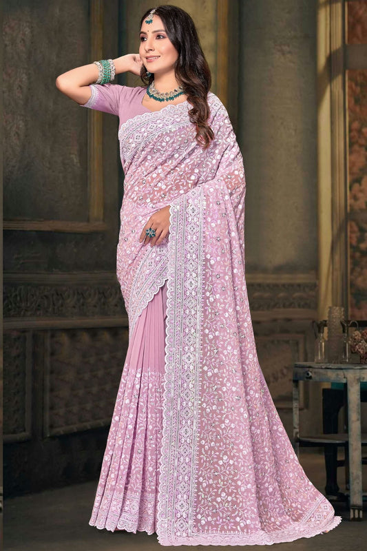 Baby Pink Georgette Designer Saree NCSD10910128