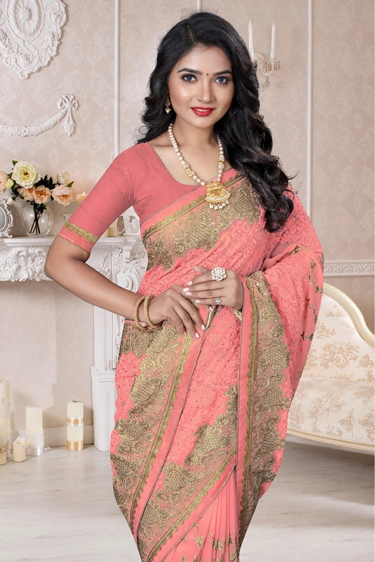Baby Pink Georgette Designer Saree NCSD10910547