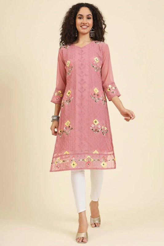 Baby Pink Georgette Kurti NCKR11112063