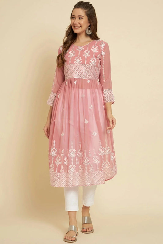 Baby Pink Georgette Kurti NCKR11112180