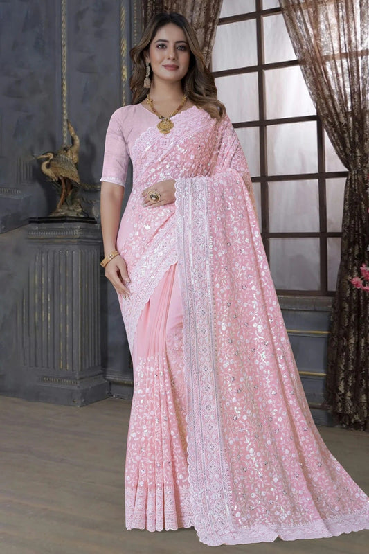 Baby Pink Georgette Saree NCSD10910336