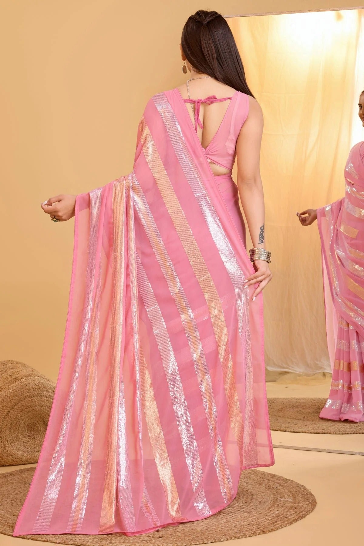 Baby Pink Georgette Saree NCSD11112589